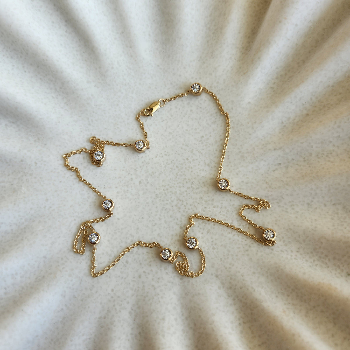 14 Karat Yellow Gold Double-Sided Diamond By The Yard Necklace, 18"