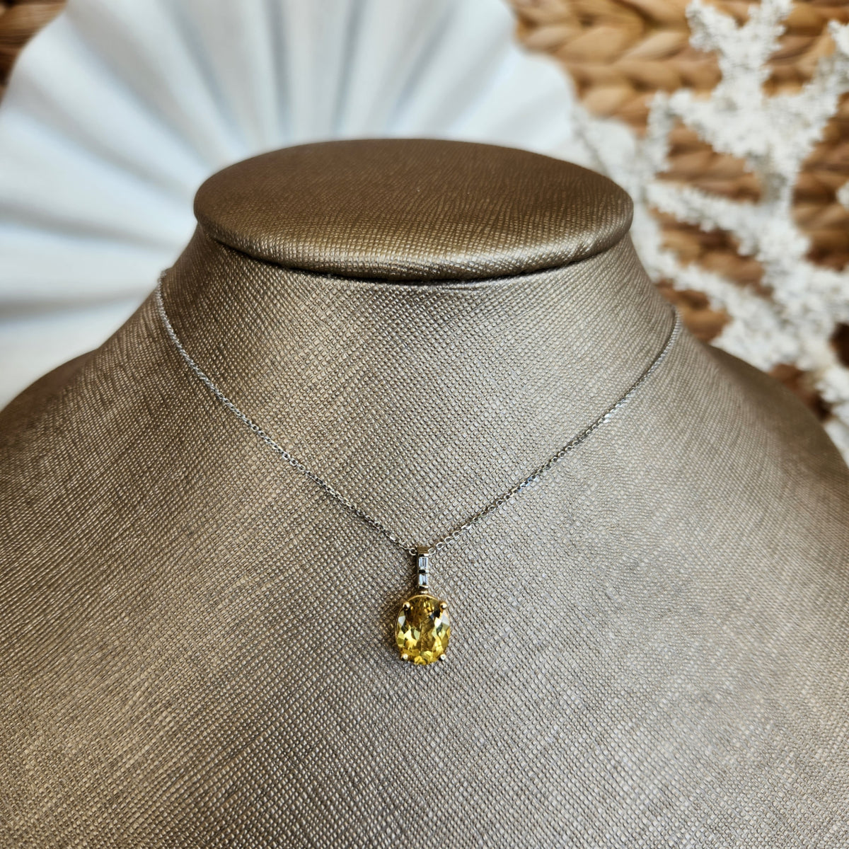 14 Karat Yellow & White Gold Heliodor & Diamond Pendant