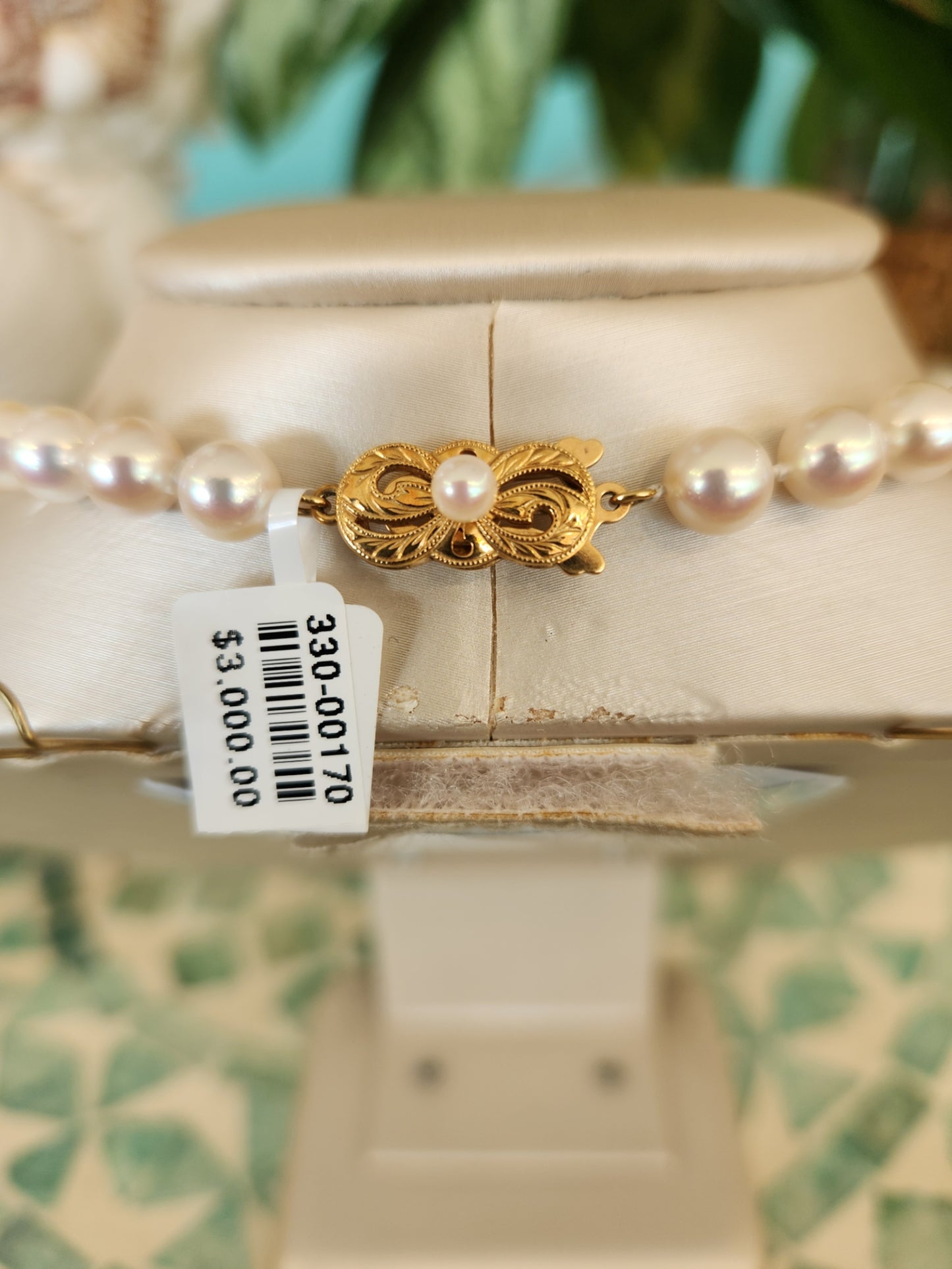 Vintage Mikimoto 18 Karat Yellow Gold 6.5 Mm Akoya Pearl Strand Necklace, 17.5"