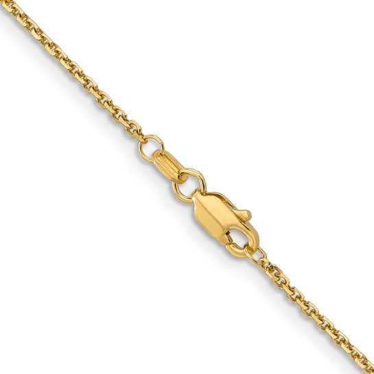 14 Karat Yellow Gold 1.4Mm Diamond-Cut Round Open Link Cable Chain, 18"