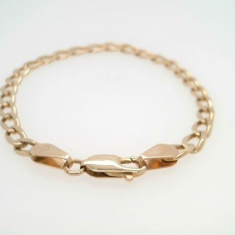 14 Karat Yellow Gold 5 Mm Elongated Curb Link Bracelet, 8"