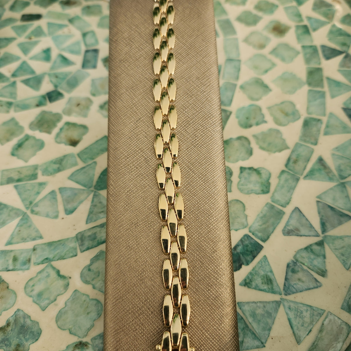 14K Yellow Polished Fancy Link Bracelet (7.5 Inches; 13.74 Grams)