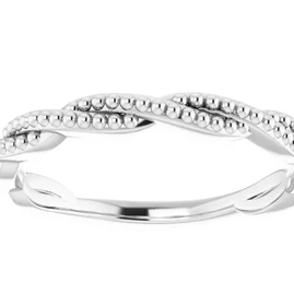 Sterling Silver 2 Mm Beaded Twist Ring