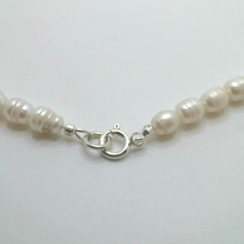 Sterling Silver Indian River Oyster Shell And Freshwater Pearl Necklace 19"