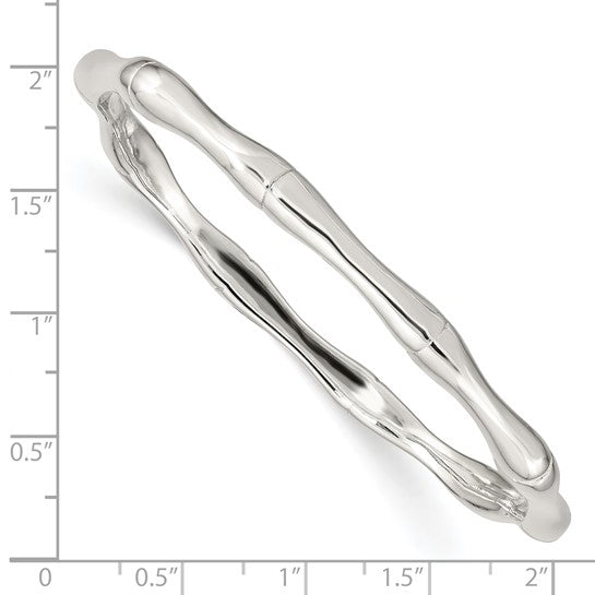 Sterling Silver 6 Mm Bamboo Bangle Bracelet 7.75"