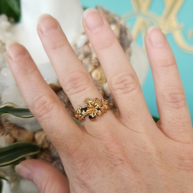 Online Clearance * Vintage14 Karat Yellow Gold Plumeria Ring