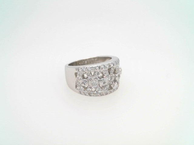 Vintage 18 Karat White Gold "X" Design Diamond Band Ring
