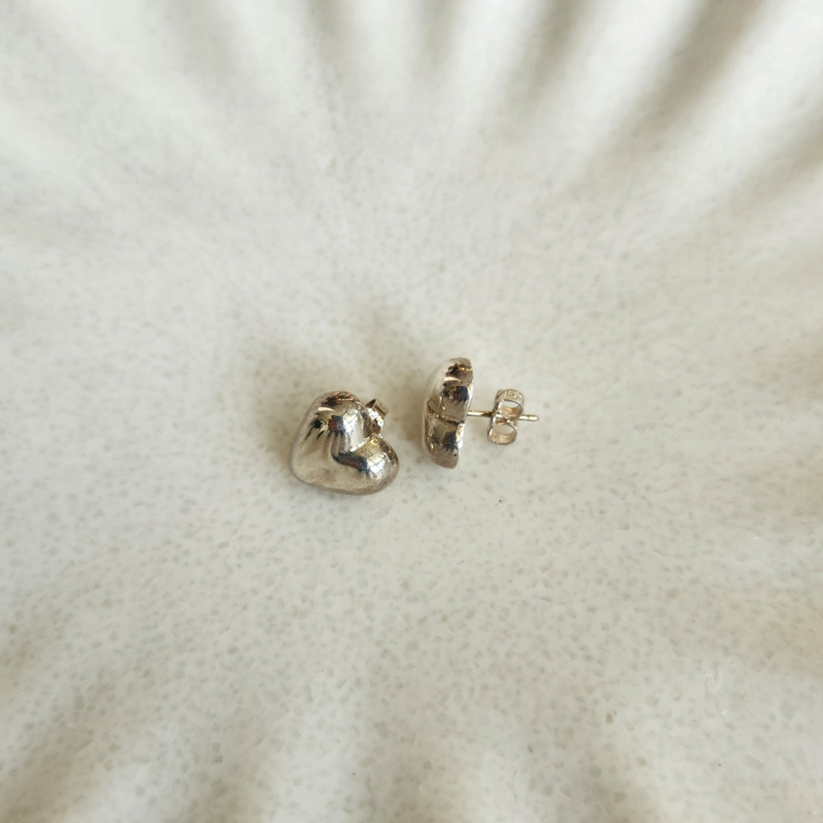 Vintage Tiffany & Co 12 Mm Puffed Heart Stud Earrings