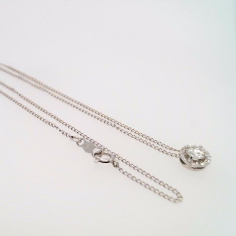 Vintage 14 Karat White Gold Illusion Set Diamond Solitaire Pendant