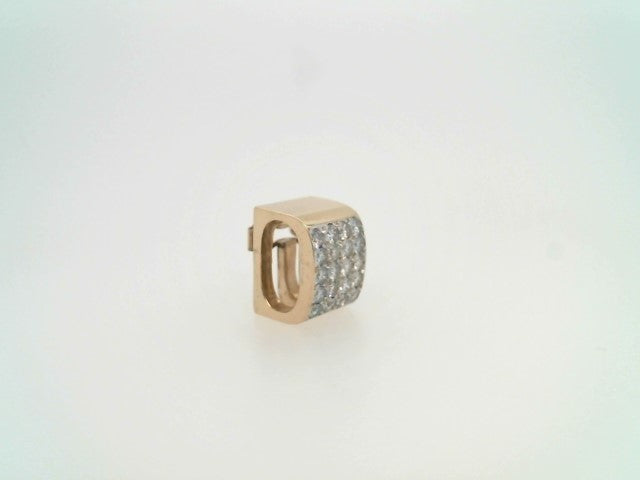 Vintage 14 Karat Yellow Gold Square 4 Row Diamond Pave Omega Slide