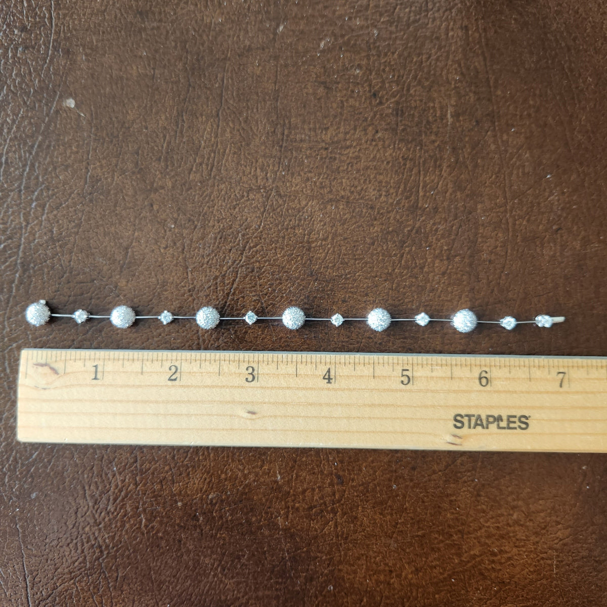 Vintage 18 Karat White Gold Diamond Station Line Bracelet