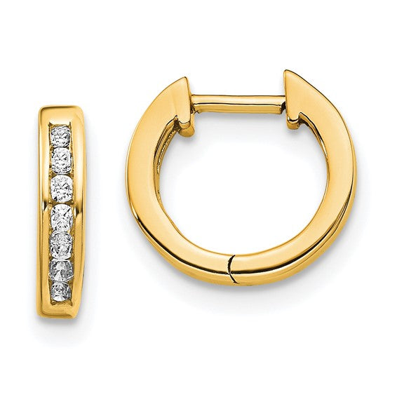 14 Karat Yellow Gold Diamond Hoop Earrings