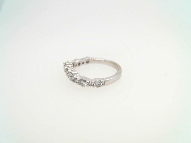Vintage 14 Karat White Gold Shared Prong Set Curved Diamond Band Ring