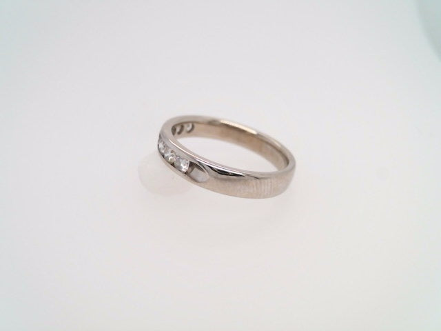 Vintage 14 Karat White Gold 7 Stone Channel Set Diamond Band Ring