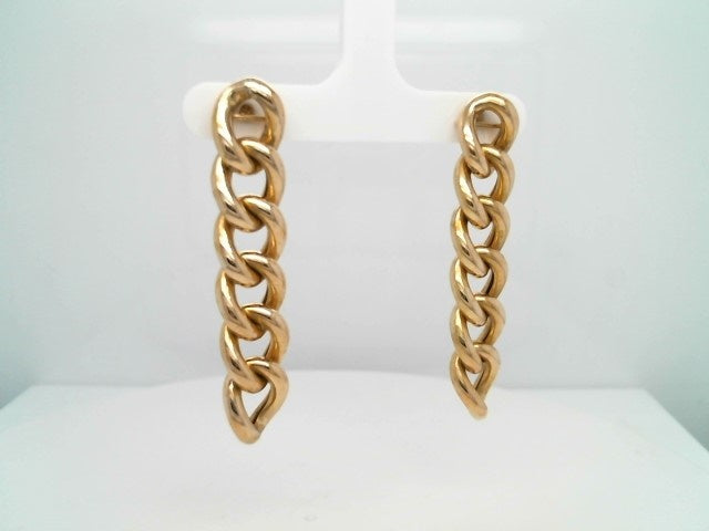 Vintage 18 Karat Yellow Gold Curb Link Chain Dangle Earrings