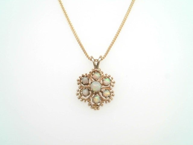 Vintage 14 Karat Yellow Gold Opal Cluster Pendant