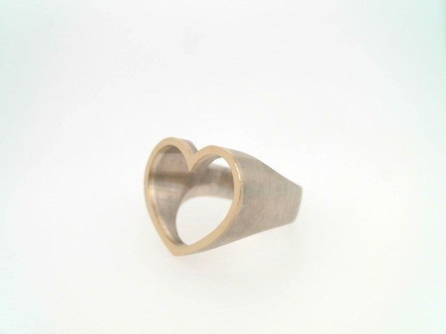 Sterling Silver & 18 Karat Yellow Gold "You Complete Me" Open Heart Ring