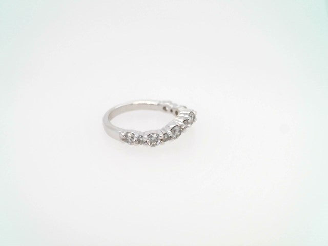 Vintage 14 Karat White Gold Shared Prong Set Curved Diamond Band Ring