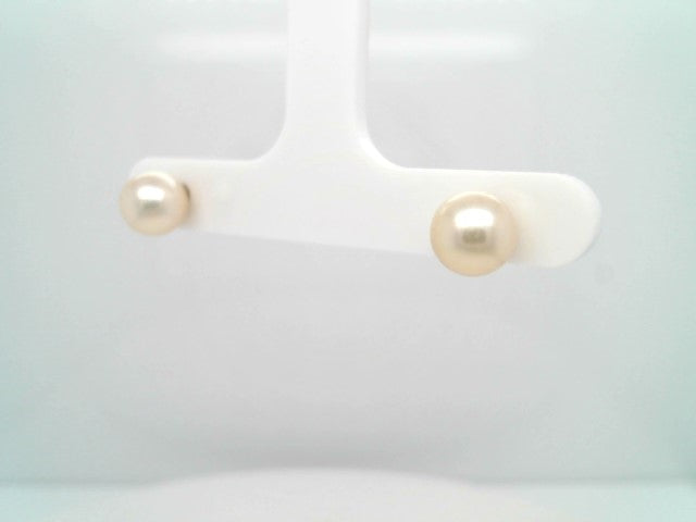 Vintage 14 Karat Yellow Gold 7 Mm Akoya Pearl Stud Earrings