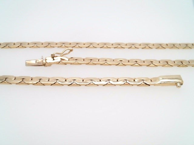Vintage 14 Karat Yellow Gold 3.5 Mm Flattened Link Chain Necklace, 23"