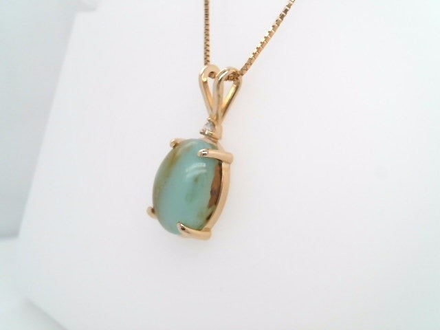 14 Karat Yellow Gold Opalite & Diamond Pendant