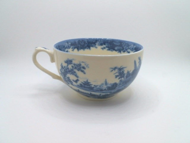 Pagoda Blue Transferware Porcelain Tea Cup And Saucer