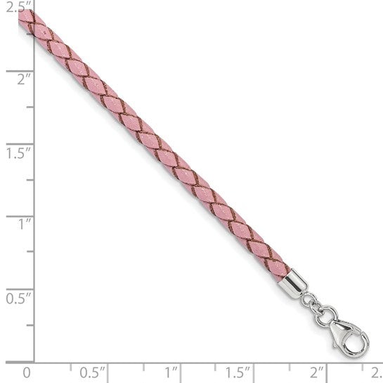 Pink Leather Chocker/Wrap Necklace & Bracelet 14 Inch with 2 Inch Extender
