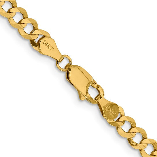 14 Karat Yellow Gold 4.7 Mm Flat Cuban Chain 22"