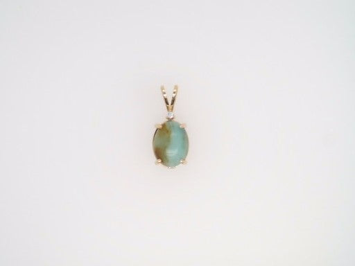 14 Karat Yellow Gold Opalite & Diamond Pendant