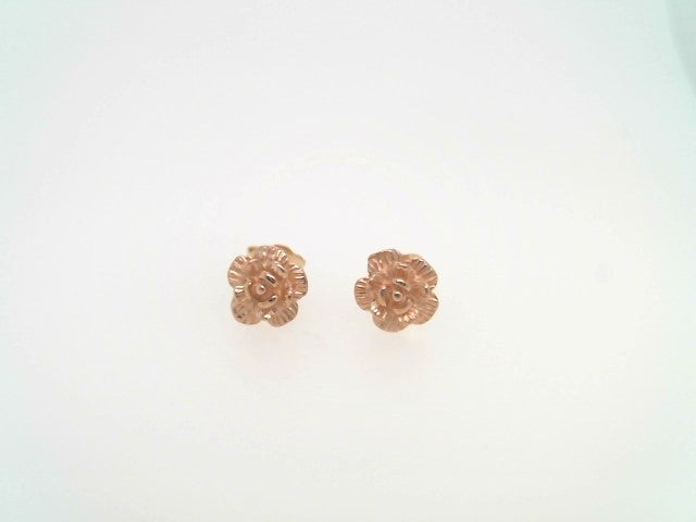 Vintage 14 Karat Rose & Yellow Gold 6.5 Mm Roses Stud Earrings