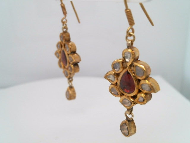 Vintage Handmade 22 Karat Yellow Gold Ruby & Diamond Indian Polki Styl