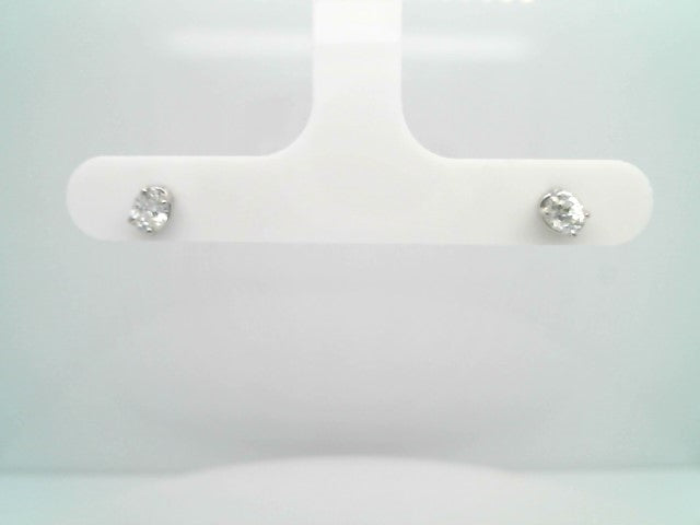 14 Karat White Gold 4 Prong Set Oval Diamond Solitaire Stud Earrings