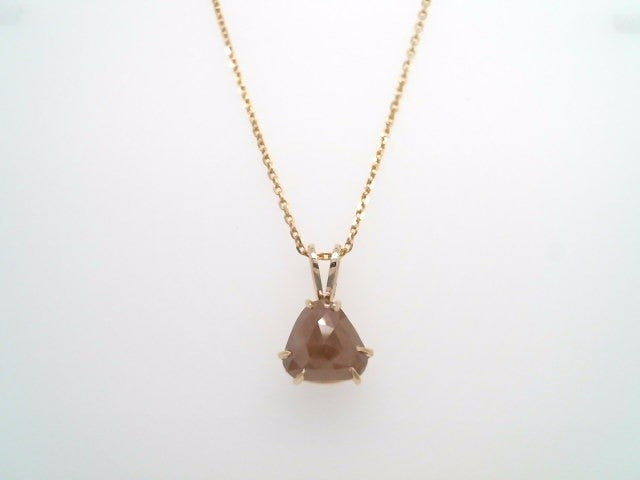 14 Karat Yellow Gold Triangular Diamond Slice Solitaire Pendant