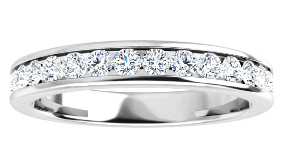 14 Karat White Gold Channel Set Round Brilliant Diamond Band Ring