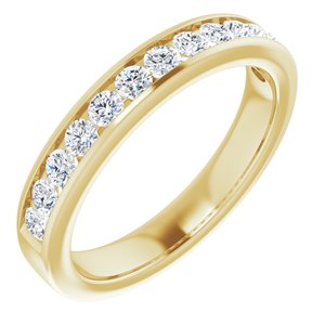 14 Karat Yellow Gold Channel Set Round Brilliant Diamond Band Ring