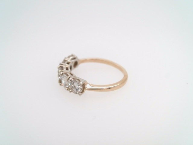 Vintage 14 Karat Yellow & White Gold 5 Stone Diamond Band Ring