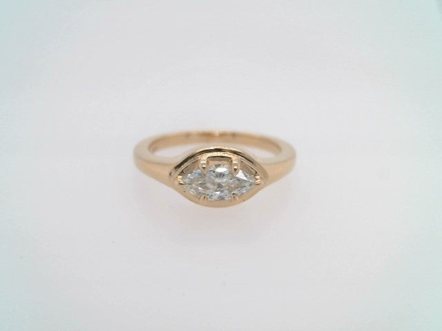 14 Karat Yelllow Gold East/West Set Marquise Diamond Solitaire Ring