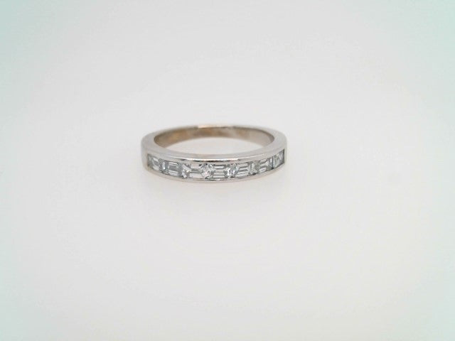 Vintage 14 Karat White Gold Emerald Cut Diamond Channel Set Band Ring