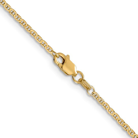 14 Karat Yellow Gold 1.5 Mm Flat Anchor Link Chain 18 Inch