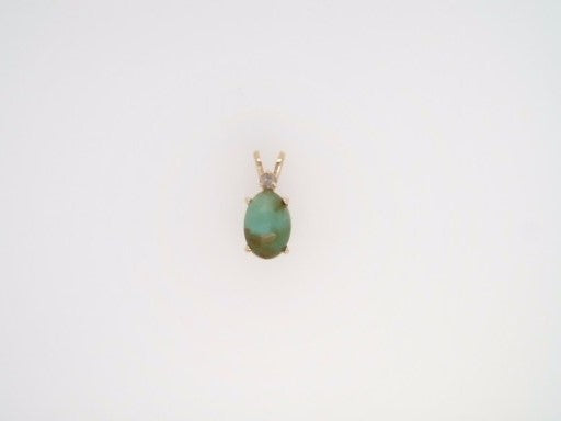 14 Karat Yellow Gold Opalite & Diamond Pendant