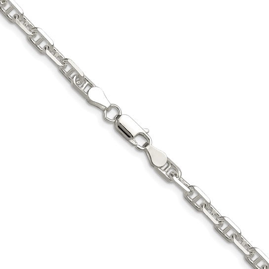 Sterling Silver 4.75 Mm Polished And Diamond Cut Mariner Link Chain 18"