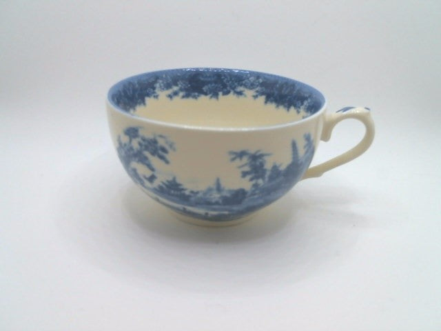 Pagoda Blue Transferware Porcelain Tea Cup And Saucer