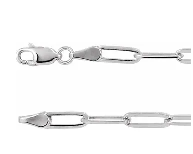 Sterling Silver 3.85 Mm Paperclip Link Chain 20"
