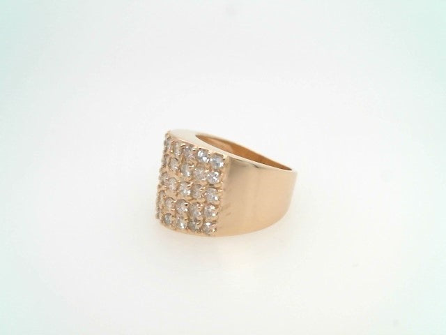 Vintage 14 Karat Yellow Gold 14 Mm Wide Diamond Pave Band Ring