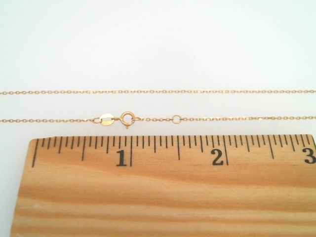 14 Karat Yellow Gold .8 Mm Diamond Cut Cable Chain, 16.5"
