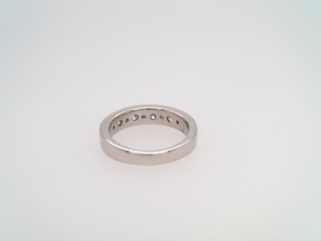 Vintage Platinum Channel Set Round & Baguette Diamond Band Ring