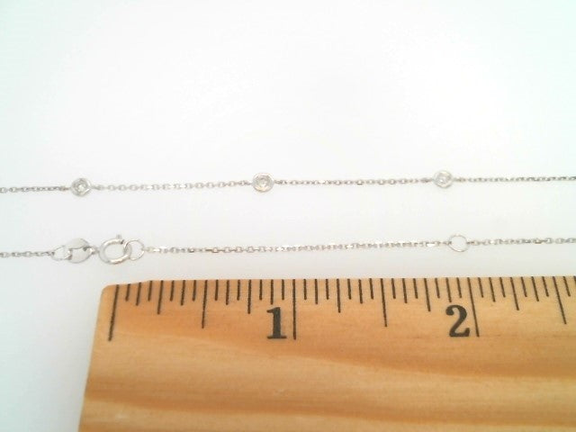 14 Karat White Gold Diamond "By The Yard" Style Necklace, Adjustable 16-18"