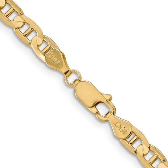 14 Karat Yellow Gold Solid Anchor Chain 4.5 Mm With Lobster Clasp 22"