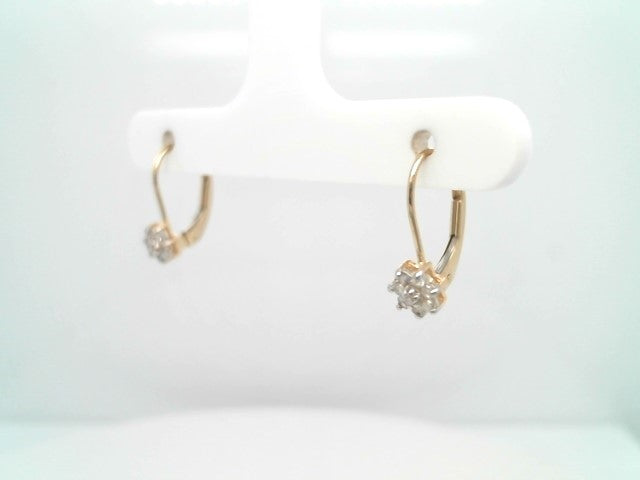 Vintage 14 Karat Yellow Gold Diamond Cluster Leverback Earrings