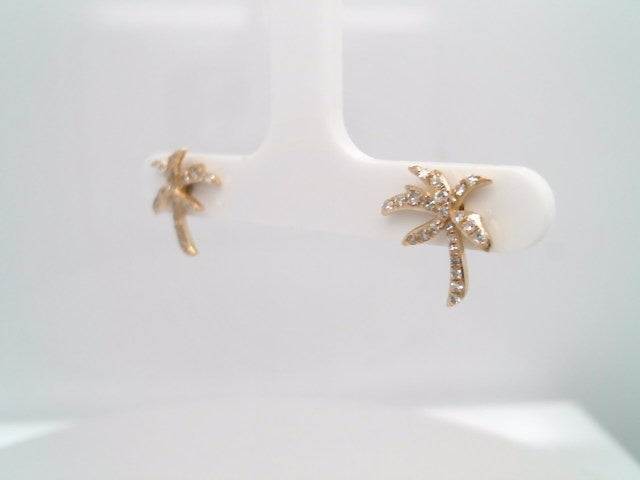 14 Karat Yellow Gold Diamond Palm Tree Stud Earrings
46 Round Brillia